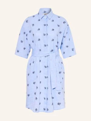0039 Italy Sukienka Koszulowa Derby Z Lnu blau