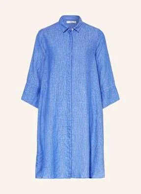 0039 Italy Sukienka Koszulowa Gracy Z Lnu Z Rękawami 3/4 blau