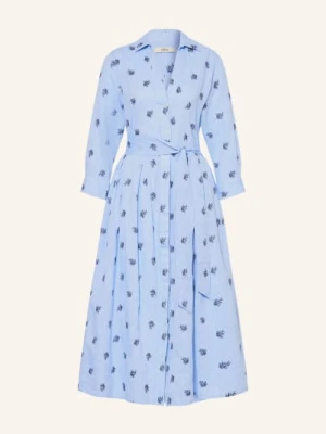 0039 Italy Sukienka Koszulowa Julene Z Lnu blau