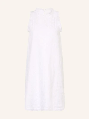 0039 Italy Sukienka Lniana Barby Z Koronki Ażurowej weiss