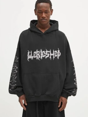 032C bluza bawełniana 'Faithless' męska kolor czarny z kapturem z nadrukiem S25-URC-0631-050