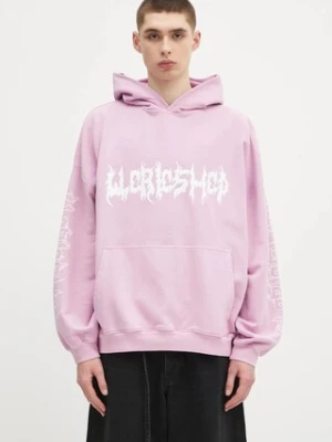 032C bluza bawełniana 'Faithless' męska kolor fioletowy z kapturem z nadrukiem S25-URC-0631-850