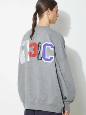 032C bluza bawełniana 'Mutli-Media' Bubble Crewneck męska kolor szary z nadrukiem SS24-C-2022