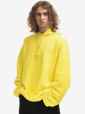 032C bluza bawełniana Oversized Dram męska kolor żółty z kapturem z aplikacją FW22.C.2041-YELLOW