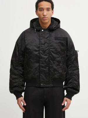 032C kurtka 'Melting Daisies' kolor czarny przejściowa oversize F25.URW.1902.000