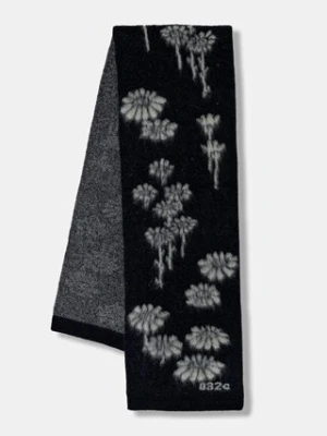 032C szalik z dodatkiem wełny 'Melting Daisies' męski kolor czarny wzorzysty F25.UAK.3331.000