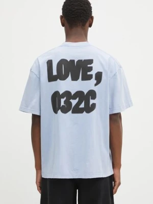 032C t-shirt bawełniany '032C Loves' męski kolor niebieski z nadrukiem S25-URC-0111-350