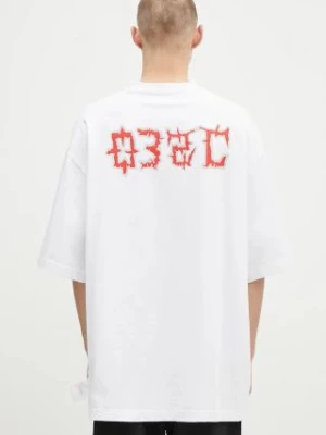 032C t-shirt bawełniany ''On Fire'' Oversized T-Shirt męski kolor biały z nadrukiem F24-URC-0152-100