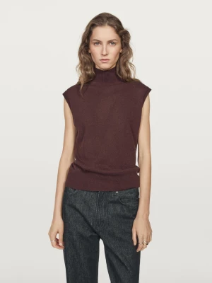 100% Cashmere Knit Waistcoat - Bordowy - - Massimo Dutti - Female
