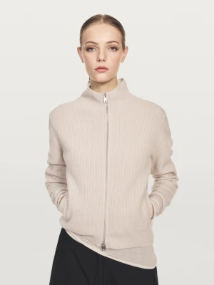 100% Cashmere Zip-Up Cardigan - Beżowy - - Massimo Dutti - Female