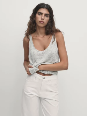 100% Linen Tank Top - Szary - - Massimo Dutti - Kobieta