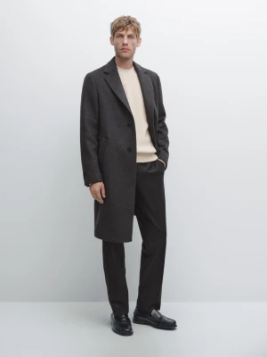 100% Wool Flannel Trousers - Brudnoszary - - Massimo Dutti - Mężczyzna