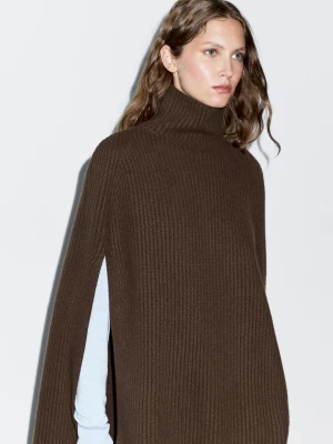100% Wool Knitted Coat - Szarobrązowy - - Massimo Dutti - Kobieta