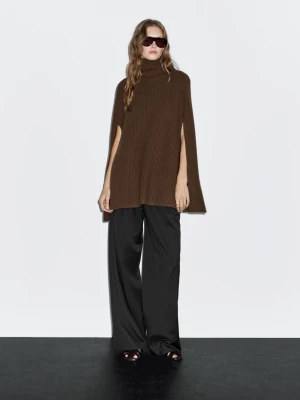 100% Wool Knitted Coat - Szarobrązowy - - Massimo Dutti - Kobieta