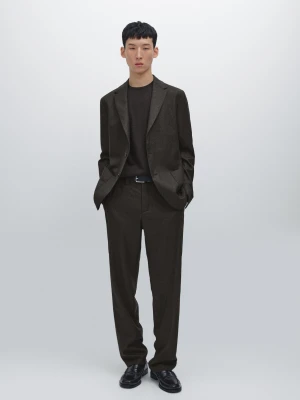 100% Wool Suit Trousers - Czekoladowy - - Massimo Dutti - Male