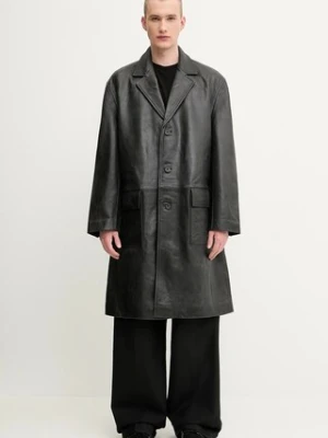 1017 ALYX 9SM płaszcz skórzany Vintage leather męski kolor czarny przejściowy AAMOU0547LE01