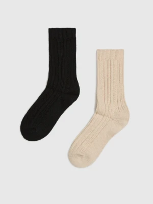 2 pack długich skarpet czarny, beżowy Moodo