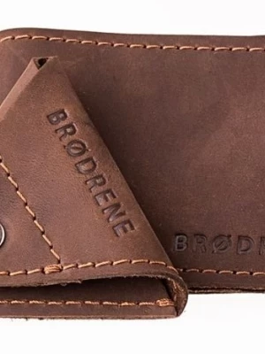 2 w 1 Portfel Slim Wallet + bilonówka BRODRENE Ciemny brąz