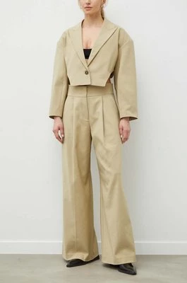 2NDDAY spodnie 2ND Maverick - Modern Suiting damskie kolor beżowy szerokie high waist 2242160166