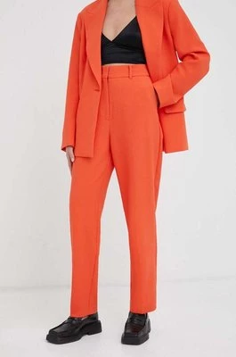 2NDDAY spodnie damskie kolor pomarańczowy proste high waist