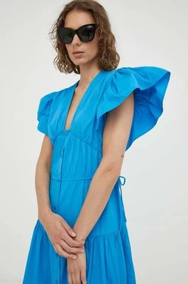 2NDDAY sukienka bawełniana kolor niebieski maxi rozkloszowana