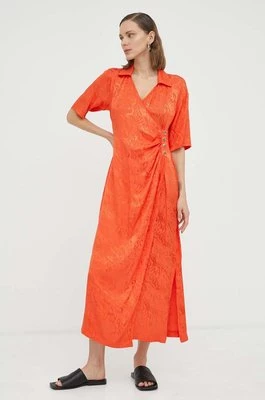 2NDDAY sukienka kolor pomarańczowy maxi rozkloszowana