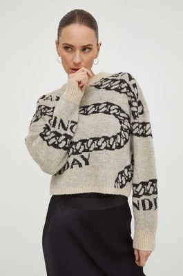 2NDDAY sweter z domieszką wełny 2ND Chain TT - Soft Jacquard damski kolor beżowy 2241340440