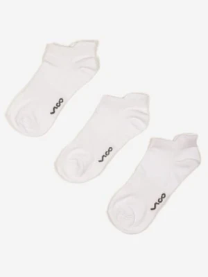 3-pack Białe Bawełniane Skarpety Stopki z Napisem Marosela vico