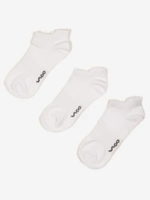 3-pack Białe Skarpety z Bawełny w Stylu Stopek Ozdobione Napisem Marenala vico