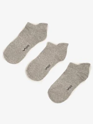 3-pack Jasnoszare Skarpety z Bawełny w Stylu Stopek Ozdobione Napisem Marenala vico