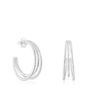 32-Milimetrowe Srebrne Kolczyki Kreolki Duna - Tous