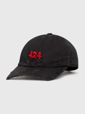 424 czapka z daszkiem bawełniana Distressed Baseball Hat kolor czarny z aplikacją FF4SMY01BP-TE002.999