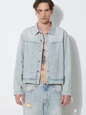 424 kurtka jeansowa Denim Truck Jacket męska kolor niebieski przejściowa oversize FF4SMJ30AP-TE001.500