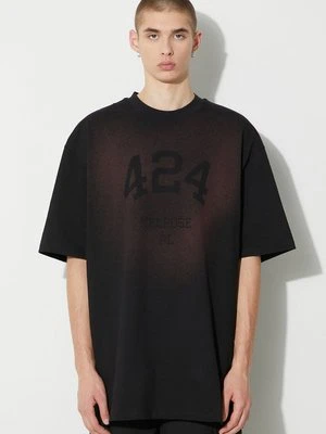 424 t-shirt bawełniany męski kolor czarny z nadrukiem 35424M182S3T 236511