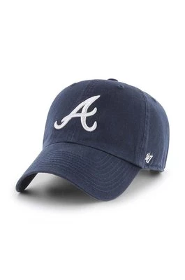 47 brand czapka z daszkiem bawełniana MLB Atlanta Braves kolor granatowy z aplikacją B-RGW01GWS-NYD