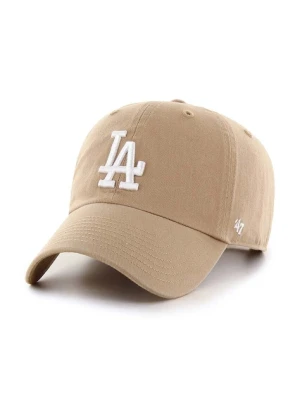 47 brand czapka z daszkiem bawełniana MLB Los Angeles Dodgers kolor beżowy z aplikacją B-NLRGW12GWS-KHA