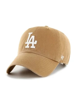 47 brand czapka z daszkiem bawełniana MLB Los Angeles Dodgers kolor beżowy z aplikacją B-NLRGW12GWS-QL