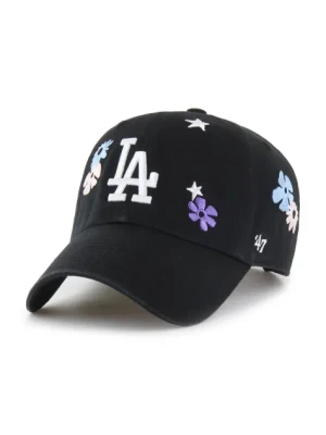 47 brand czapka z daszkiem bawełniana MLB Los Angeles Dodgers kolor czarny z aplikacją B-FLRAC12GWS-BK