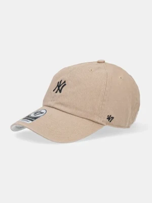 47 brand czapka z daszkiem bawełniana MLB New York Yankees kolor beżowy z aplikacją B-BSRNR17GWS-KHA