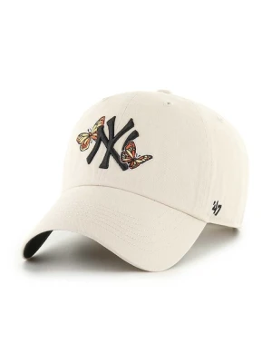 47 brand czapka z daszkiem bawełniana MLB New York Yankees kolor beżowy z aplikacją B-ICACL17GWS-BN