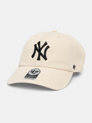 47 brand czapka z daszkiem bawełniana MLB New York Yankees kolor beżowy z aplikacją B-RGW17GWS-NTB