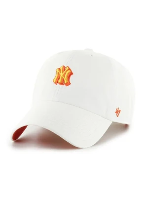 47 brand czapka z daszkiem bawełniana MLB New York Yankees kolor biały z aplikacją B-CHPCU17GWS-WH
