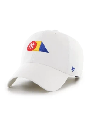 47 brand czapka z daszkiem bawełniana MLB New York Yankees kolor biały z aplikacją B-PRPCU17GWS-WH