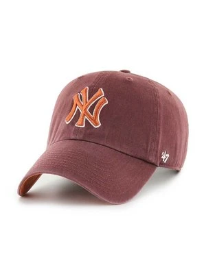 47 brand czapka z daszkiem bawełniana MLB New York Yankees kolor brązowy z aplikacją B-BLPRK17GWS-N0