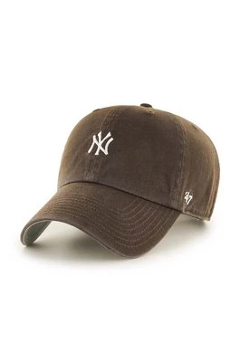 47 brand czapka z daszkiem bawełniana MLB New York Yankees kolor brązowy z aplikacją B-BSRNR17GWS-BW