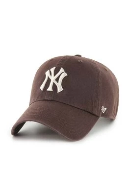 47 brand czapka z daszkiem bawełniana MLB New York Yankees kolor brązowy z aplikacją B-NLRGW17GWS-BWE