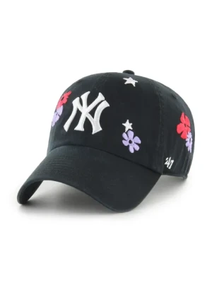 47 brand czapka z daszkiem bawełniana MLB New York Yankees kolor czarny z aplikacją B-FLRAC17GWS-BKA