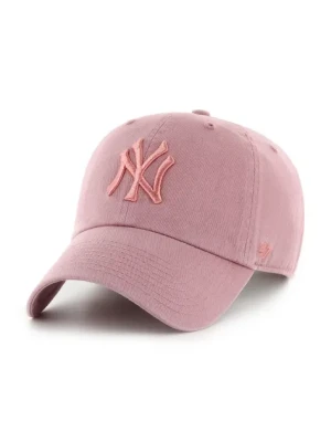 47 brand czapka z daszkiem bawełniana MLB New York Yankees kolor różowy gładka B-RGW17GWS-QC