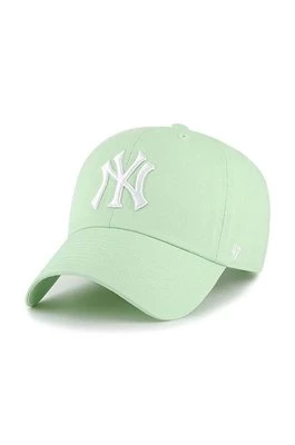 47 brand czapka z daszkiem bawełniana MLB New York Yankees kolor zielony z aplikacją B-NLRGW17GWS-B0B