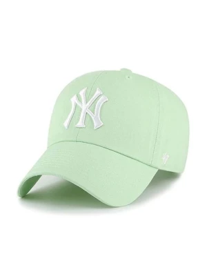 47 brand czapka z daszkiem bawełniana MLB New York Yankees kolor zielony z aplikacją B-NLRGW17GWS-B0B